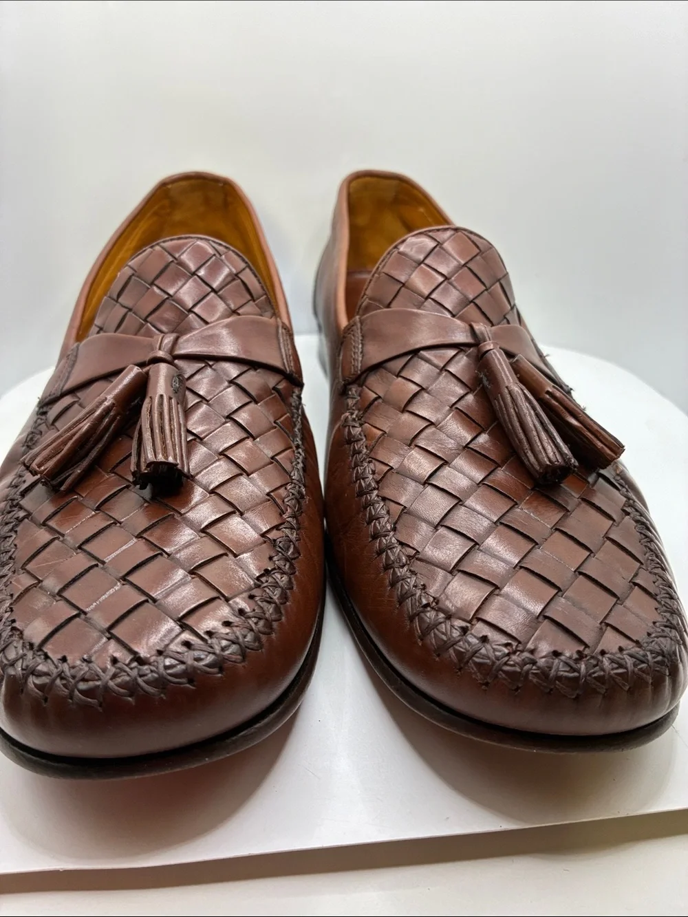 COLE HAAN MENS LEATHER WOAVEN CASUAL/ FORMAL TOSSEL DESIGN LOAFER